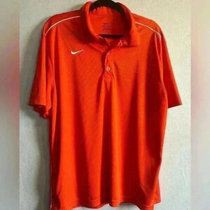 Nike Dri Fit Polo Shirt Mens Large, Orange, Short Sleeve